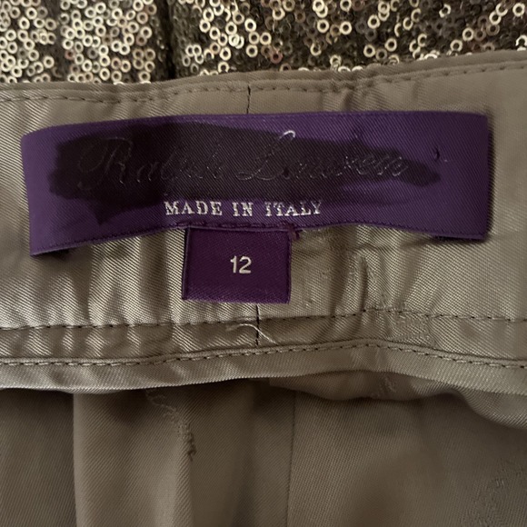 RALPH LAUREN COLLECTION PURPLE LABEL Welles SILVER SEQUIN Wide Leg Pants Size 12 - Picture 11 of 15